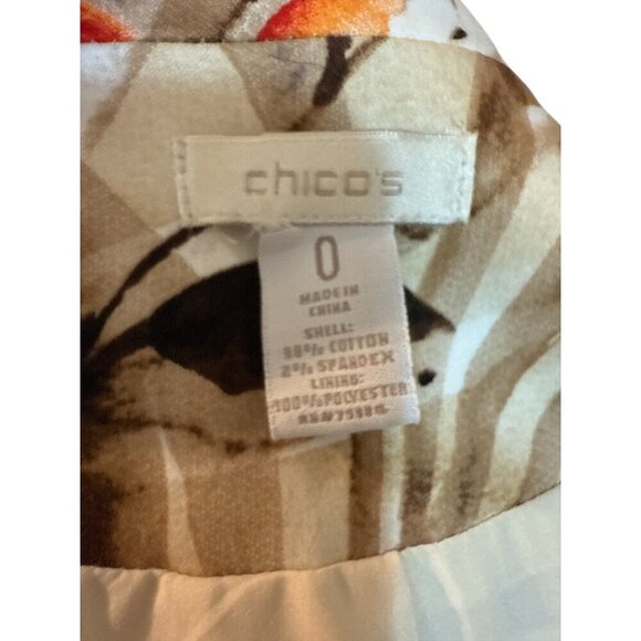 Chicos Womens Floral Print Zip-Up Jacket Size 0 Lightweight Cotton Blend EUC - Picture 5 of 6